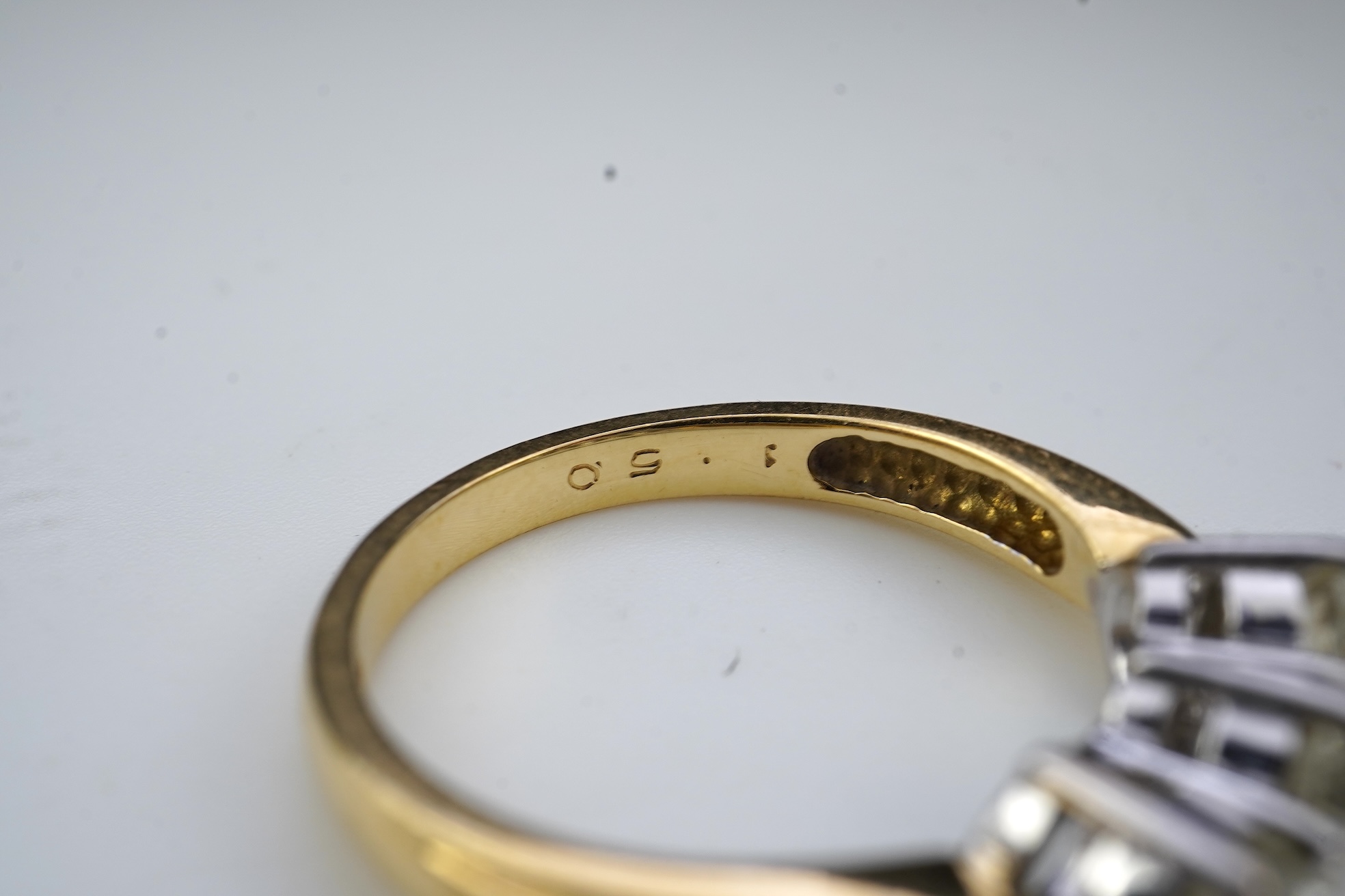 A diamond three-stone ring